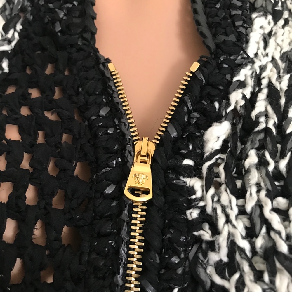 Versace Leather Knit-Crop Jacket - Picture 3 of 11
